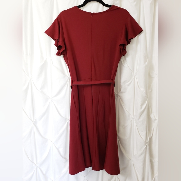 Voodoo Vixen 1950s Burgundy Red Twist Keyhole Swing Dress Sz L NWOT - Picture 4 of 4